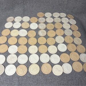 Vintage Clay Poker Chips Jockey Horse Design Lot of 183 Red White Blue